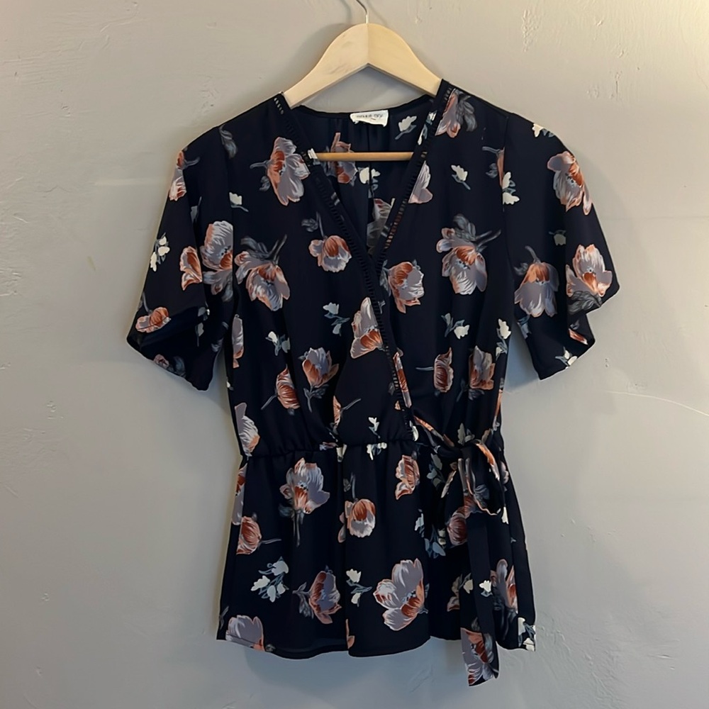 Sienna Sky floral faux-wrap blouse, size small